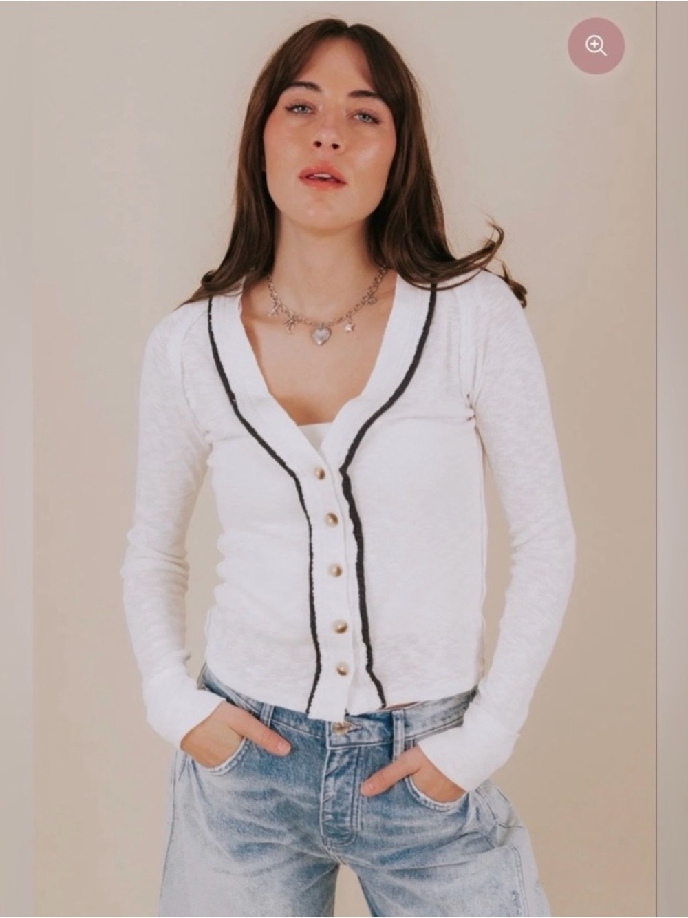 NWT Free People We The Free Black & White TIPTON CARDI, XS - Picture 3 of 12